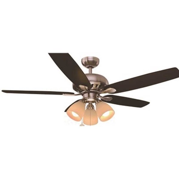 Hampton Bay Rockport 52 in. LED Indoor Brushed Nickel Ceiling Fan with Light Kit 37750